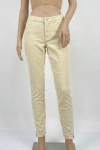 Kadın Dar Kesim Paça Fermuar Detaylı Kot Pantolon -Krem