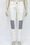 Kadın Dar Kalıp Diz Desenli Kot Pantolon - Beyaz