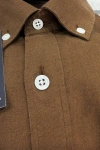 Erkek Premium %100 Linen (Keten) Regular Fit Yaka Düğmeli Gömlek - Kahverengi