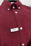 Erkek Premium %100 Linen (Keten) Regular Fit Yaka Düğmeli Gömlek - Bordo