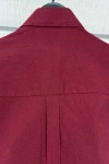 Erkek Premium %100 Linen (Keten) Regular Fit Yaka Düğmeli Gömlek - Bordo