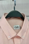 Erkek Premium %100 Linen (Keten) Regular Fit Yaka Düğmeli Gömlek - Pembe