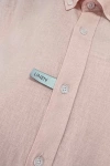 Erkek Premium %100 Linen (Keten) Regular Fit Yaka Düğmeli Gömlek - Pembe
