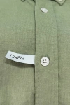 Erkek Premium %100 Linen (Keten) Regular Fit Yaka Düğmeli Gömlek - Açık Yeşil