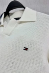 Erkek Premium %100 Cotton (Pamuk) Regular Fit Dokulu Triko Polo Tişört - Beyaz