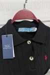 Kadın Premium %100 Cotton (Pamuk) Regular Fit Örgü Triko Polo Tişört - Siyah