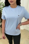 Kadın Premium %100 Cotton (Pamuk) Regular Fit Basic Tişört - Açık Mavi