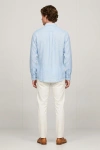 Erkek Premium %100 Linen (Keten) Regular Fit Yaka Düğmeli Gömlek - Açık Mavi