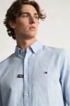 Erkek Premium %100 Linen (Keten) Regular Fit Yaka Düğmeli Gömlek - Açık Mavi