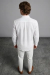 Erkek Premium %100 Linen (Keten) Regular Fit Yaka Düğmeli Gömlek - Beyaz