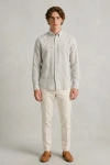 Erkek Premium %100 Linen (Keten) Regular Fit Yaka Düğmeli Gömlek - Gri