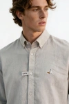 Erkek Premium %100 Linen (Keten) Regular Fit Yaka Düğmeli Gömlek - Gri
