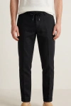Erkek Premium %100 Linen (Keten) Regular Fit Bağcıklı Pantolon - Siyah