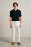 Erkek Premium %100 Linen (Keten) Regular Fit Bağcıklı Pantolon - Beyaz