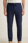 Erkek Premium %100 Linen (Keten) Regular Fit Bağcıklı Pantolon - Lacivert