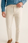 Erkek Premium %100 Linen (Keten) Regular Fit Bağcıklı Pantolon - Bej