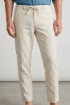 Erkek Premium %100 Linen (Keten) Regular Fit Bağcıklı Pantolon - Bej