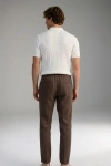 Erkek Premium %100 Linen (Keten) Regular Fit Bağcıklı Pantolon - Kahverengi