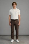 Erkek Premium %100 Linen (Keten) Regular Fit Bağcıklı Pantolon - Kahverengi