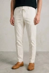 Erkek Premium %100 Linen (Keten) Regular Fit Bağcıklı Pantolon - Beyaz