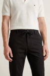 Erkek Premium %100 Linen (Keten) Regular Fit Bağcıklı Pantolon - Siyah