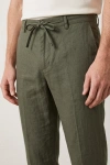 Erkek Premium %100 Linen (Keten) Regular Fit Bağcıklı Pantolon - Haki