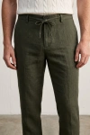 Erkek Premium %100 Linen (Keten) Regular Fit Bağcıklı Pantolon - Haki