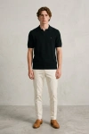 Erkek Premium %100 Cotton (Pamuk) Regular Fit Dokulu Triko Polo Tişört - Siyah