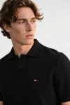 Erkek Premium %100 Cotton (Pamuk) Regular Fit Dokulu Triko Polo Tişört - Siyah