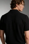 Erkek Premium %100 Cotton (Pamuk) Regular Fit Dokulu Triko Polo Tişört - Siyah