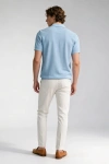 Erkek Premium %100 Cotton (Pamuk) Regular Fit Dokulu Triko Polo Tişört - Bebe Mavisi