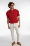 Erkek Premium %100 Cotton (Pamuk) Regular Fit Dokulu Triko Polo Tişört - Kırmızı