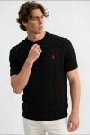 Erkek Premium %100 Cotton (Pamuk) Regular Fit Örgü Triko Tişört - Siyah