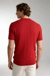 Erkek Premium %100 Cotton (Pamuk) Regular Fit Örgü Triko Tişört - Kırmızı