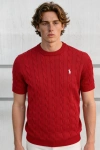 Erkek Premium %100 Cotton (Pamuk) Regular Fit Örgü Triko Tişört - Kırmızı