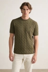 Erkek Premium %100 Cotton (Pamuk) Regular Fit Örgü Triko Tişört - Haki