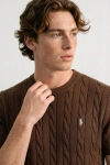 Erkek Premium %100 Cotton (Pamuk) Regular Fit Örgü Triko Tişört - Kahverengi