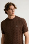 Erkek Premium %100 Cotton (Pamuk) Regular Fit Örgü Triko Tişört - Kahverengi
