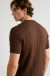 Erkek Premium %100 Cotton (Pamuk) Regular Fit Örgü Triko Tişört - Kahverengi