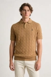 Erkek Premium %100 Cotton (Pamuk) Regular Fit Örgü Triko Polo Tişört - Bej