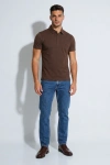 Erkek Premium %100 Cotton (Pamuk) Non-Iron Regular Fit Polo Tişört - Kahverengi