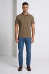 Erkek Premium %100 Cotton (Pamuk) Non-Iron Regular Fit Polo Tişört - Bej