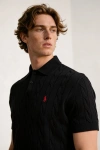 Erkek Premium %100 Cotton (Pamuk) Regular Fit Örgü Triko Polo Tişört - Siyah