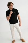 Erkek Premium %100 Cotton (Pamuk) Regular Fit Örgü Triko Polo Tişört - Siyah