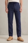 Erkek Premium %100 Linen (Keten) Regular Fit Bağcıklı Pantolon - Lacivert