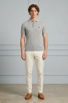 Erkek Premium %100 Cotton (Pamuk) Regular Fit Örgü Triko Polo Tişört - Gri