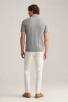 Erkek Premium %100 Cotton (Pamuk) Regular Fit Örgü Triko Polo Tişört - Gri