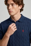 Erkek Premium %100 Cotton (Pamuk) Regular Fit Örgü Triko Polo Tişört - Lacivert