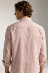 Erkek Premium %100 Linen (Keten) Regular Fit Yaka Düğmeli Gömlek - Pembe