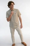 Erkek Premium Linen (Keten) Regular Fit 3lü Kombin Set - Bej